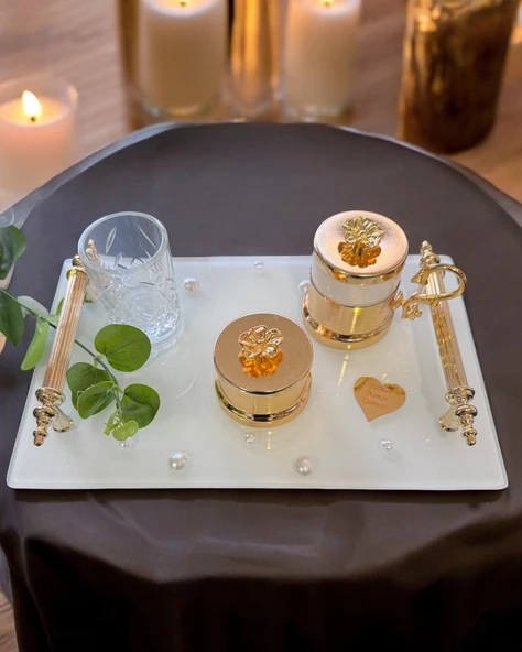 Bonding Gold Söz Kahve Tepsisi  krem