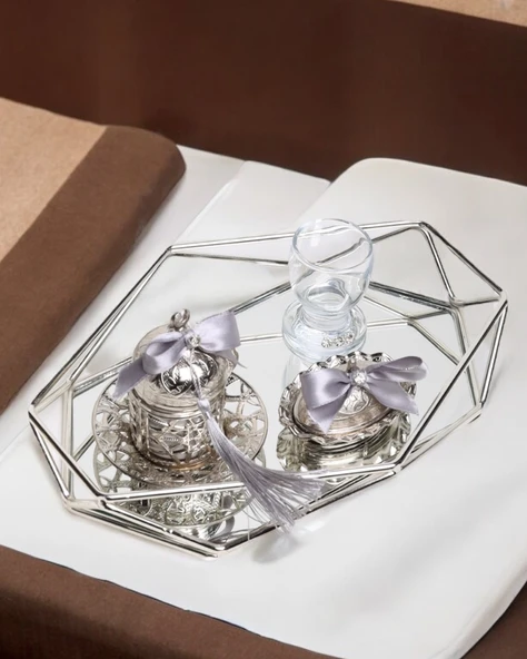 Elation Prizma Gümüş Söz Kahve Tepsisi GRİ