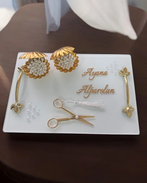 Adore Gold Söz Tepsisi  Beyaz