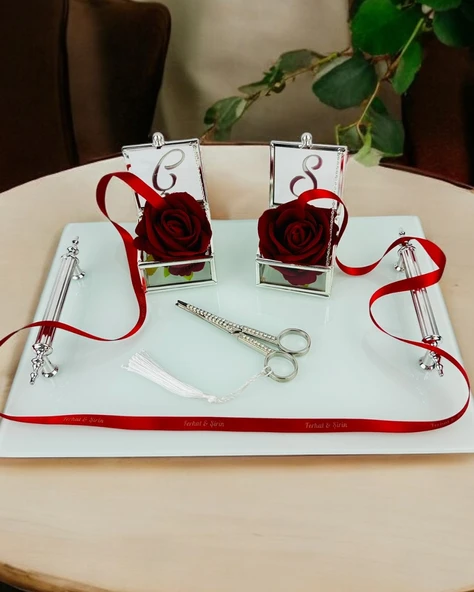 Harmonize Gümüş Nişan Tepsisi  mavi