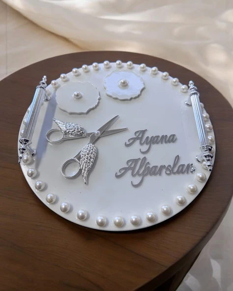 Arlo İncili Gümüş Söz Yüzük Tepsisi gümüş