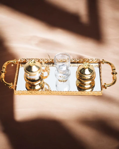 Affection Gold Nişan Kahve Tepsisi  BRONZ