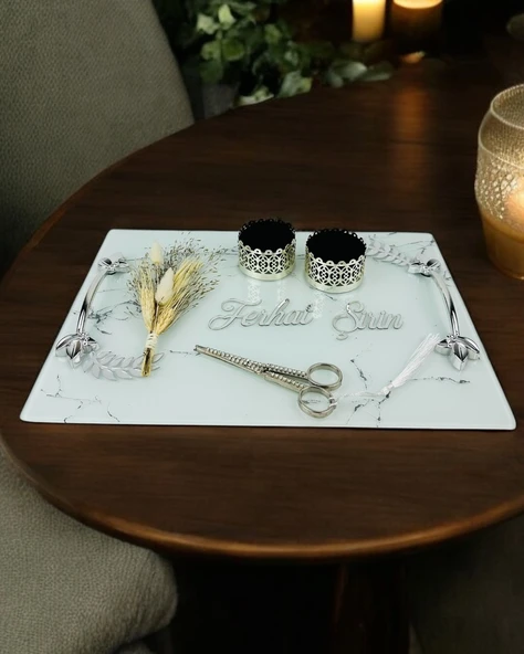 Loyalty Beyaz Söz Nişan Tepsisi krem