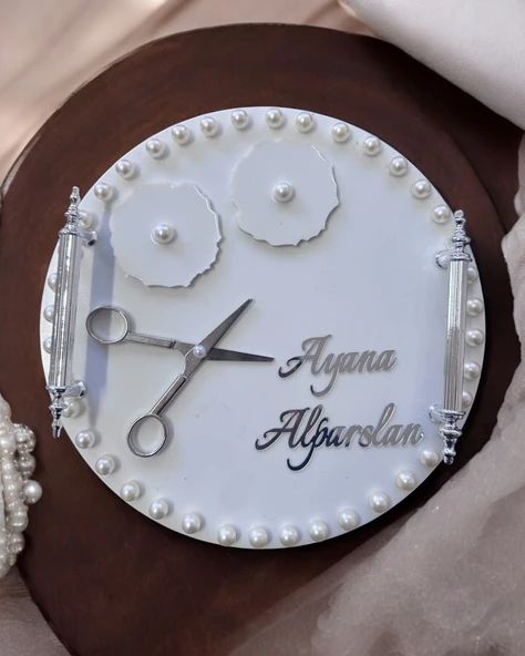 Arlo İncili Gümüş Söz Yüzük Tepsisi  GRİ
