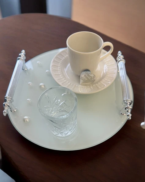 Beloved İncili Söz Nişan Kahve Tepsisi  gümüş