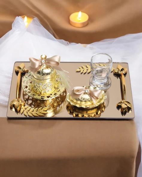 Harmony Gold Damat Kahve Fincan Tepsisi  gold