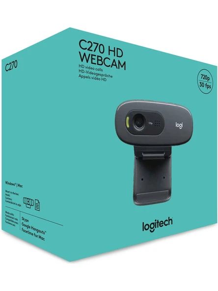 Logitech C270 HD 720p Mikrofonlu Web Kamerası - Siyah - 7
