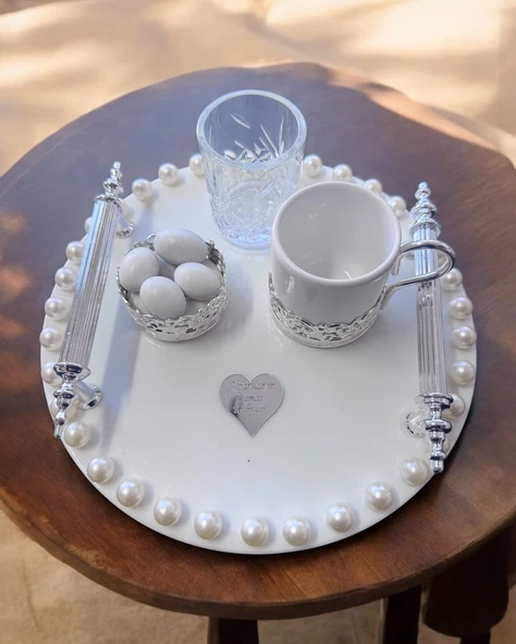 Fascination Gümüş İncili Söz Nişan Tepsisi  gümüş - 4