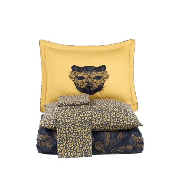 Hobby Çift Kişilik Saten Nevresim Caprice Sarı - Resim 4