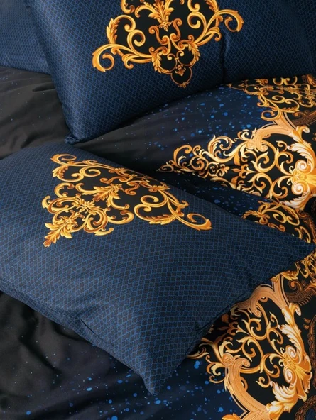 Cotton Box Palace Saten Çift Kişilik Nevresim Takımı Tutsu Lacivert - 3
