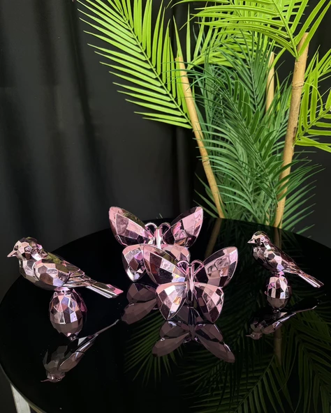 Zenith Dekoratif Kelebek ve Kuş Pembe