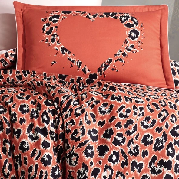 Hobby Çift Kişilik Saten Nevresim Aura Koral - Resim 2