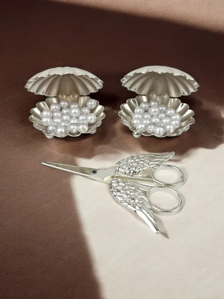 Brezza İstridye İnci Yüzüklük ve Söz Makası  BEYAZ-GÜMÜŞ ürün görseli