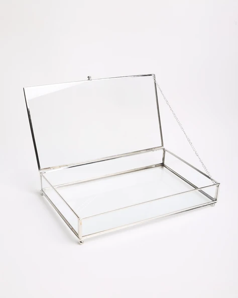 Amira Dekoratif Cam Kutu gümüş