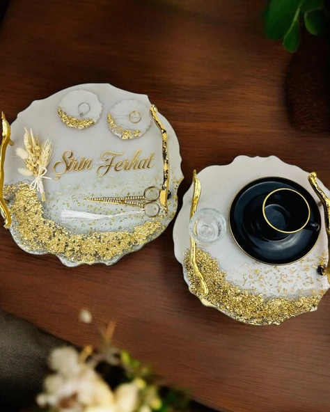 Wistful Söz Nişan Tepsisi  Beyaz