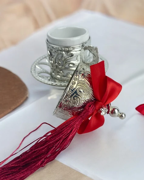 Elm Damat Kahve Fincanı Kırmızı - 2