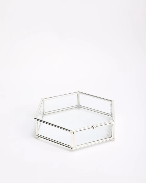 Cleo Dekoratif Cam Kutu  gümüş