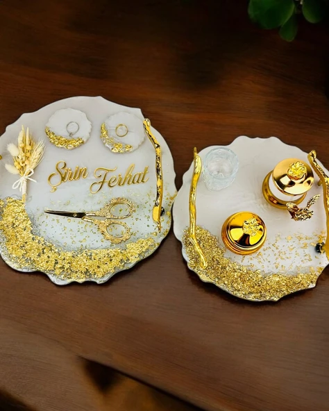 Wistful Söz Nişan Tepsisi  gold