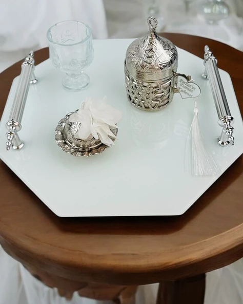 Unity Söz Damat Kahve Tepsisi Beyaz