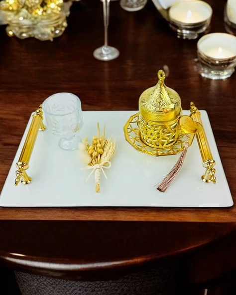 Promise Söz Nişan Kahve Tepsisi  krem