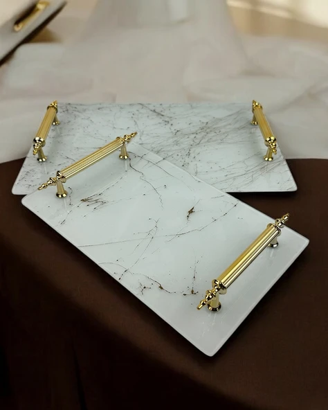 Umber Dekoratif Söz Nişan Tepsisi  gold