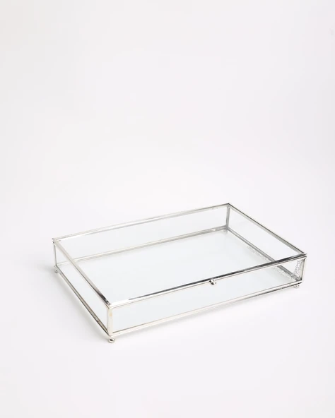 Amira Dekoratif Cam Kutu gümüş - 2