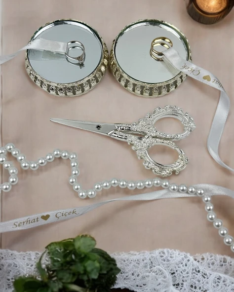 Lucea Gümüş Aynalı Yükselti ve Söz Makası Seti  GRİ ürün görseli