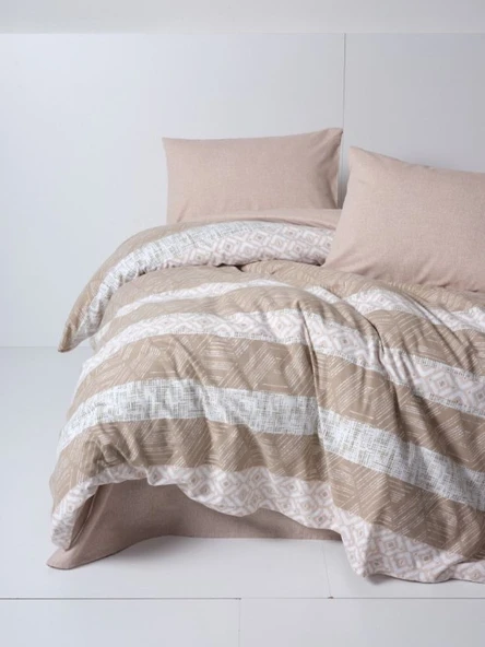 Cotton Box Flanel Nevresim Takımı Çift Kişilik Arrow Krem