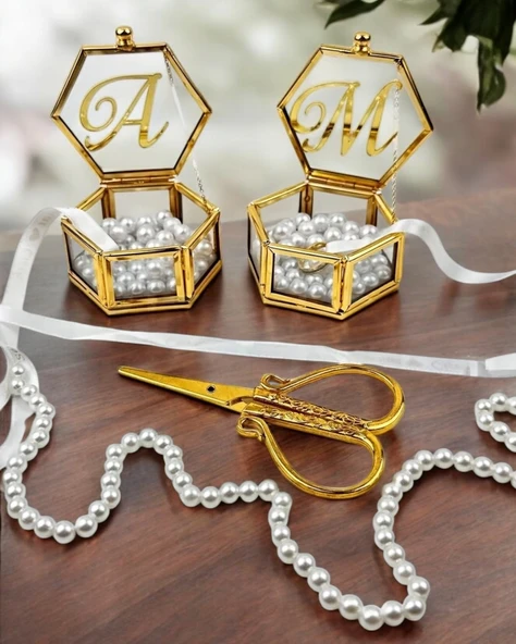 Corrente Altıgen Gold Yüzük Yükselticisi ve Söz Makası Seti gold