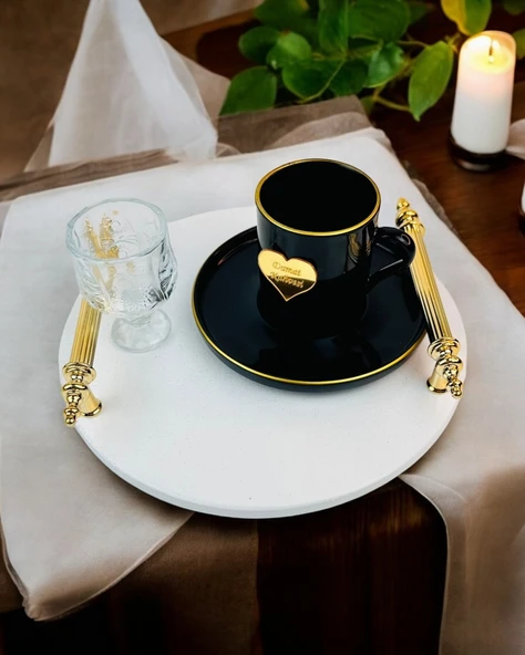 Commitment Nişan Kahve Tepsisi  Beyaz