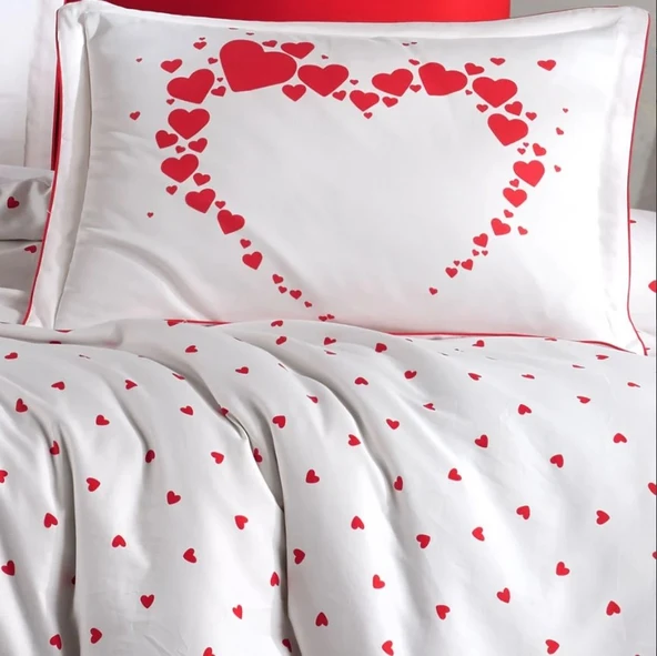 Hobby Çift Kişilik Saten Nevresim Amore Beyaz - Resim 2