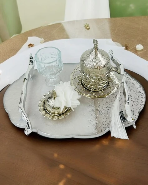 Enchant Söz Damat Kahve Tepsisi  Beyaz