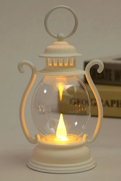 Alev Efektli LED Mum Feneri - Askı Aparatlı Pilli 16 CM, Dekoratif LED Lamba, Bahçe ve İç Mekan - 3