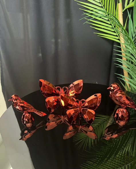 Zenith Dekoratif Kelebek ve Kuş Kırmızı