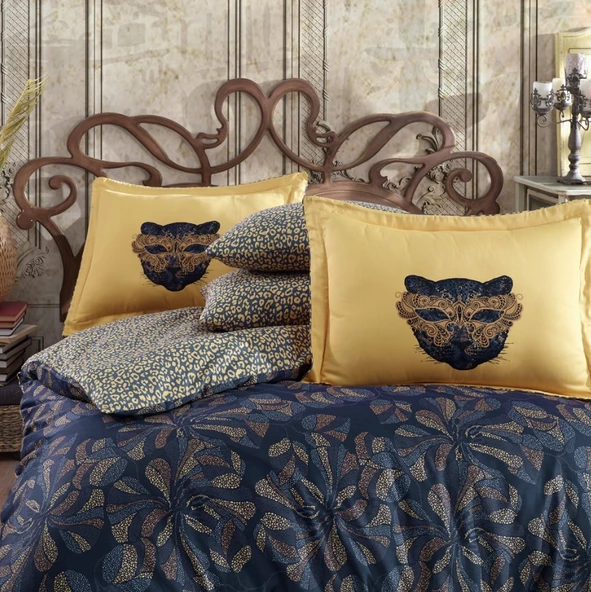 Hobby Çift Kişilik Saten Nevresim Caprice Sarı - Resim 3