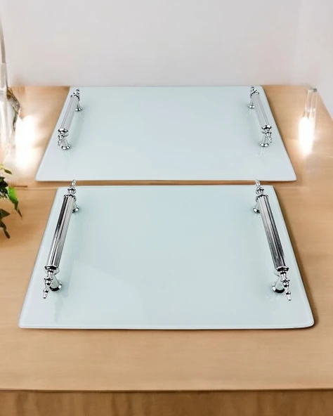 Skylar Dekoratif Söz Nişan Tepsisi   gümüş - 2