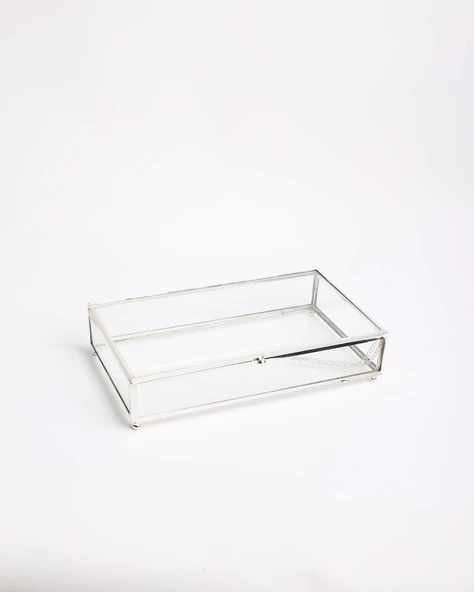 Amara Dekoratif Cam Kutu 25x14x7 gümüş - 2