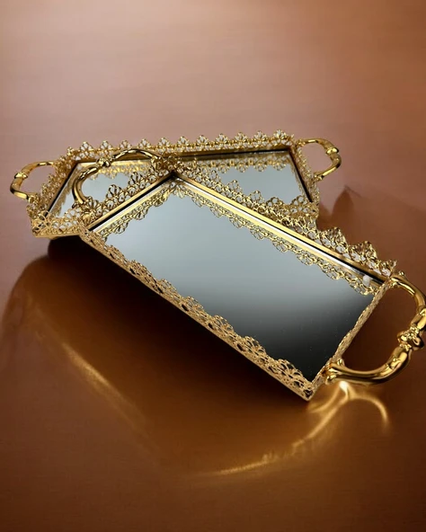 Sage Dekoratif Söz Nişan Tepsisi  gold - 2