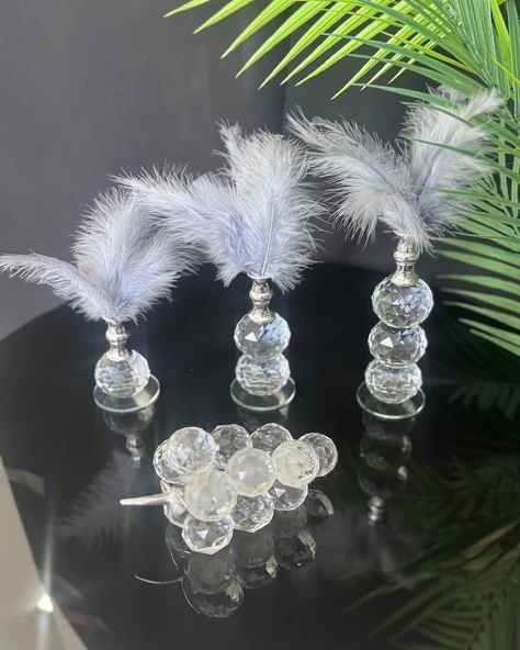 Cascade Dekoratif Gümüş Tüylük ve Üzüm GRİ