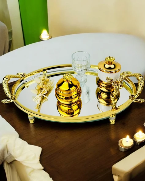 Infinity Söz Nişan Kahve Tepsisi  gold