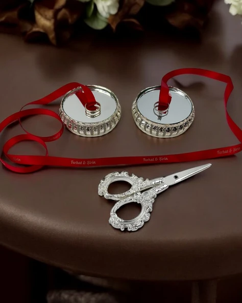Neve Aynalı Yükselti ve Söz Makası Seti  gümüş - 1
