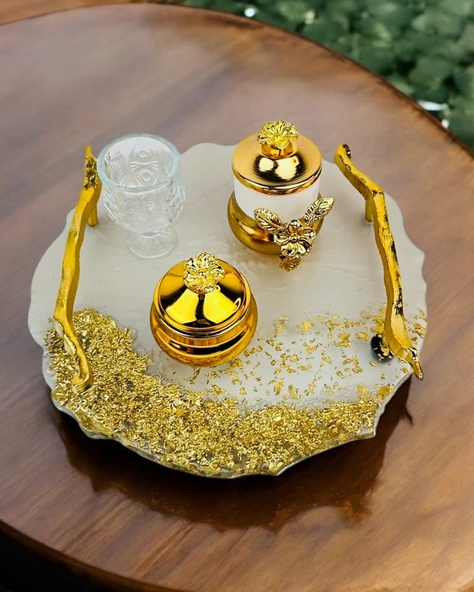 Wistful Söz Nişan Kahve Tepsisi  gold