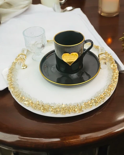 Spark Söz Damat Kahve Tepsisi  krem