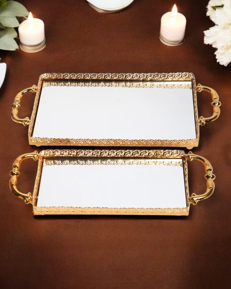 Tender Dekoratif Söz Nişan Tepsisi gold