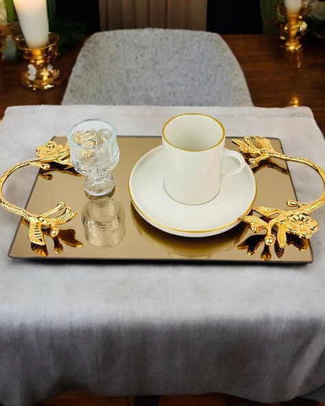 Amour Söz Nişan Kahve Tepsisi  gold