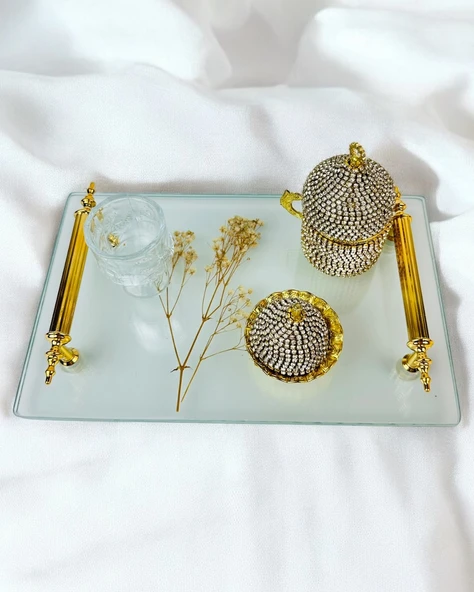 Radiant Söz Nişan Kahve Tepsisi  Beyaz