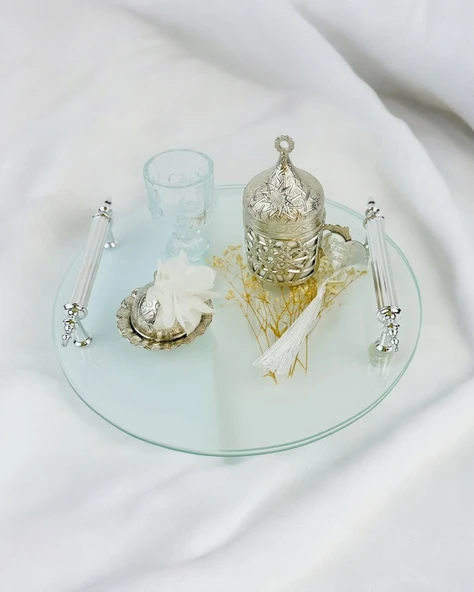 Radiant Nişan Damat Kahve Tepsisi  Beyaz
