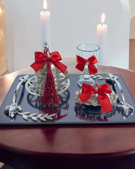 Thicket Damat Kahve Tepsisi Kırmızı