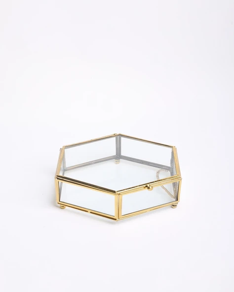 Cleo Dekoratif Cam Kutu gold