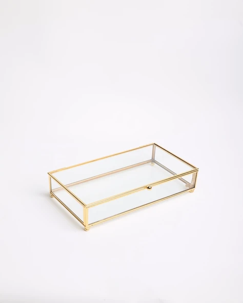 Amara Dekoratif Cam Kutu 25x14x7  gold - 2